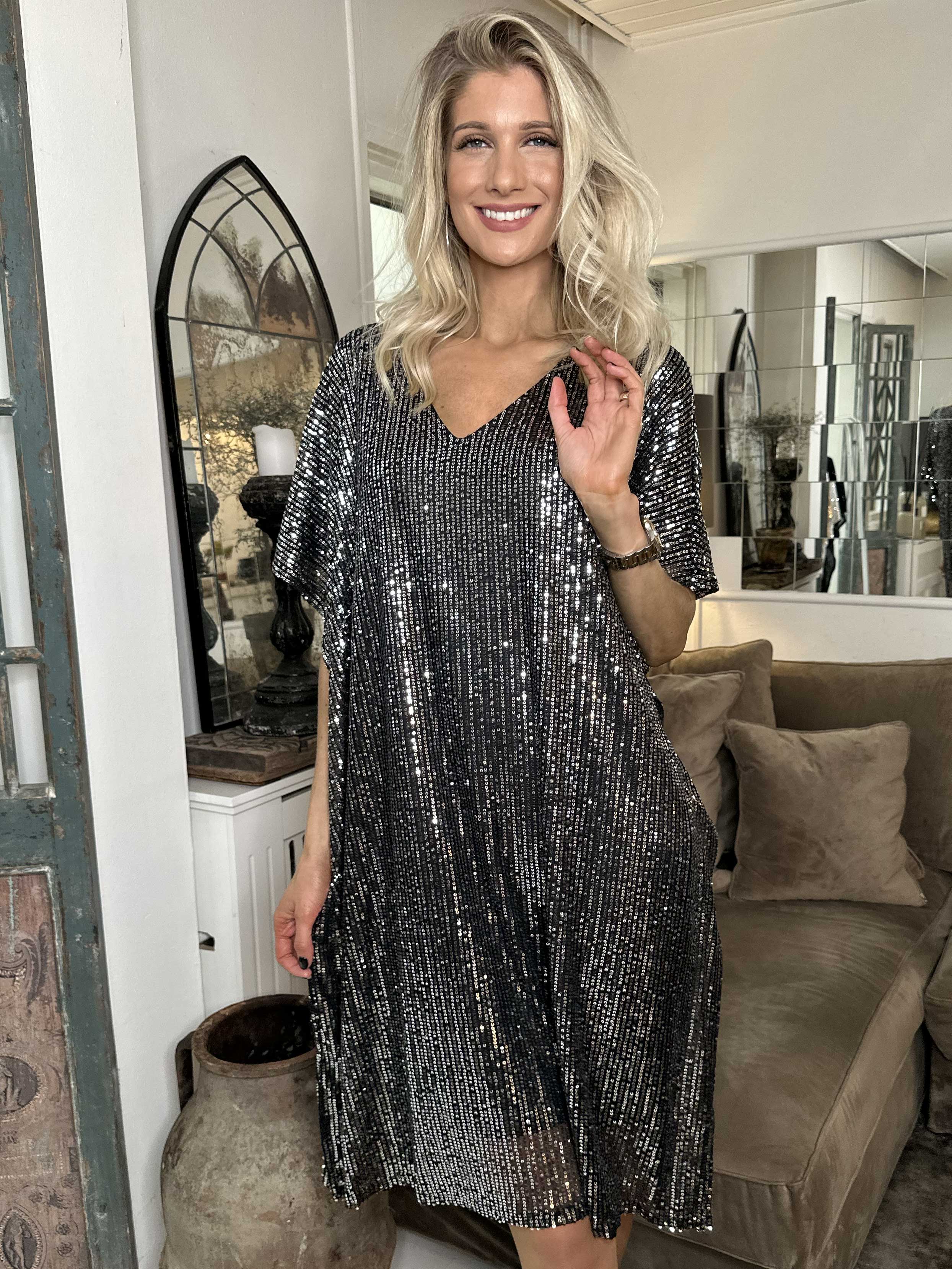 Azmina - Tunikakjole i løs pasform med pailletter